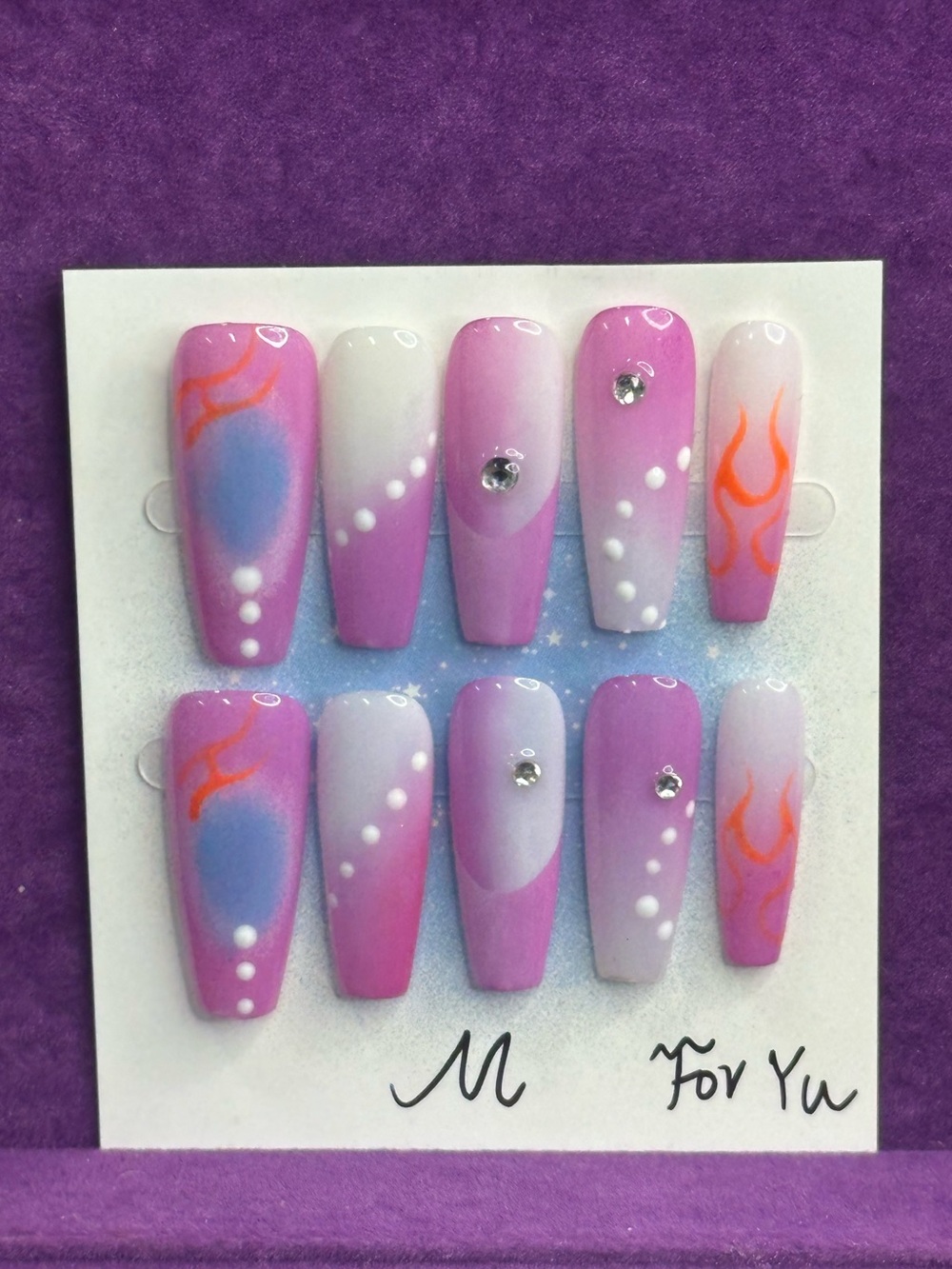 orchid ombré press-on nail set, size M 🐥